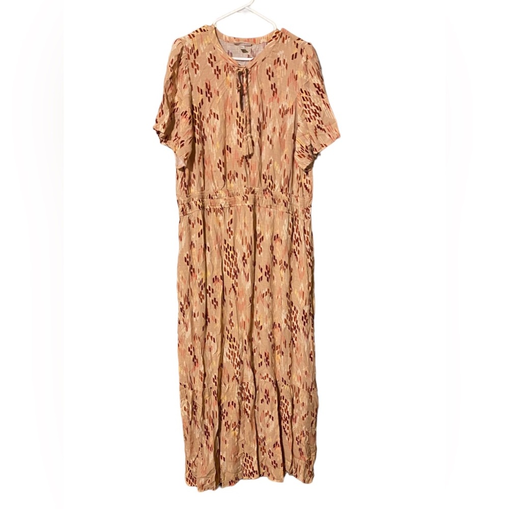 Knox Rose Maxi Dress Size XXL Elastic Waist Short Sleeve BoHo Multicolor Pockets